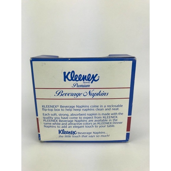 Vintage Box of Kleenex Premium Beverage Napkins 1989 New (old stock) - Picture 2 of 6